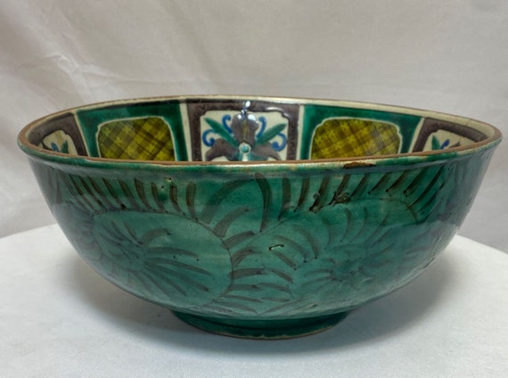 食器 kobutamana01 Antique Japanese 17th Century Ko Kutani Bowl Fuku Mark Edo Period