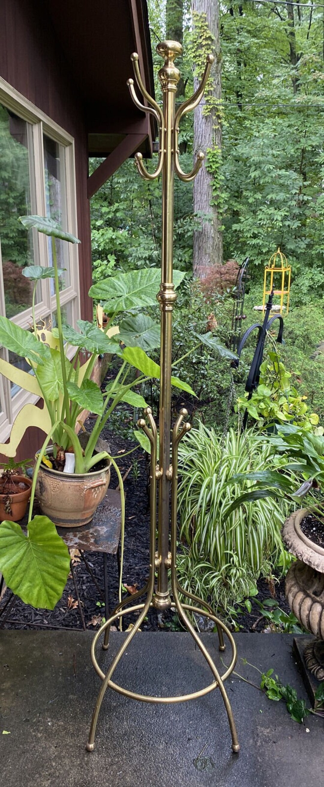 Antique Vintage Brass Hall Tree Entryway Coat & Hat Rack Stand Etsy