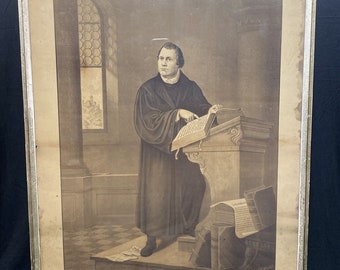 Antique Dr Martin Luther Protestant Lithograph The Milwaukee Litho & Engr Co RARE