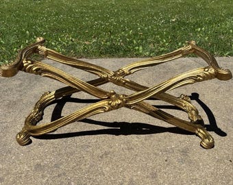 Vintage Francisco Hurtado Spanish Regency Giltwood Coffee Table X Base Stand