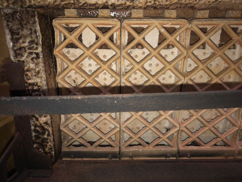 Amazing Antique Gas Fireplace Insert Cast Iron Ceramic Etsy