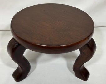 Vintage Asian Style Solid Wood 3 Leg Plant Stand Display Stand Stool Riser