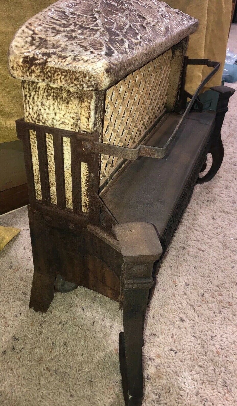 Amazing Antique Gas Fireplace Insert Cast Iron Ceramic Etsy