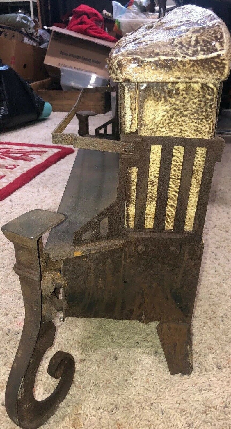 Amazing Antique Gas Fireplace Insert Cast Iron Ceramic Etsy