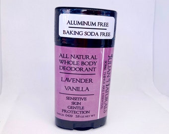 Lavender-Vanilla Sensitive-Skin All-Natural (Aluminum/Synthetic Free) Deodorant for Whole Body Use