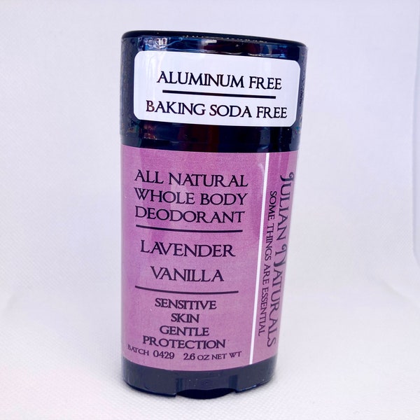 Lavender-Vanilla Sensitive-Skin All-Natural (Aluminum/Synthetic Free) Deodorant for Whole Body Use
