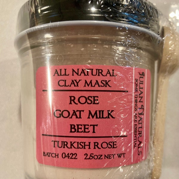 All Natural Clay Rose, Goat Milk, Beet mask for gentile exfoliation and toning.