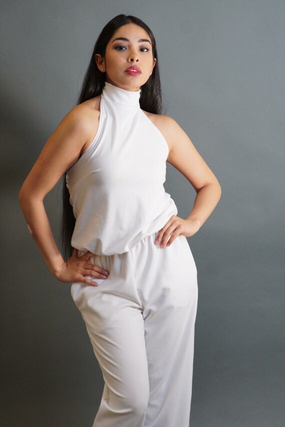 white jumpsuit with pockets