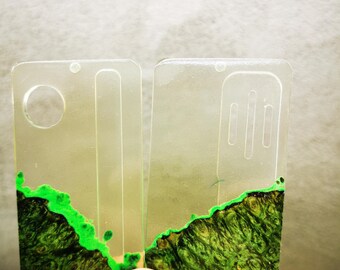 Doors, panels for dotAio v1, v2 / Custom Doors, green dark + transperent hybrid wood