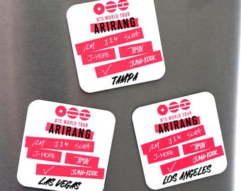 BTS Arirang Custom Printed Tour Cities Fridge Magnets
