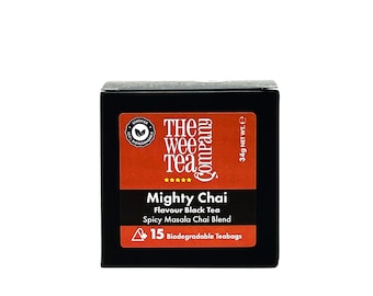 Mighty Chai Black Tea – Spicy Masala Blend (15 Biodegradable Tea Bags)