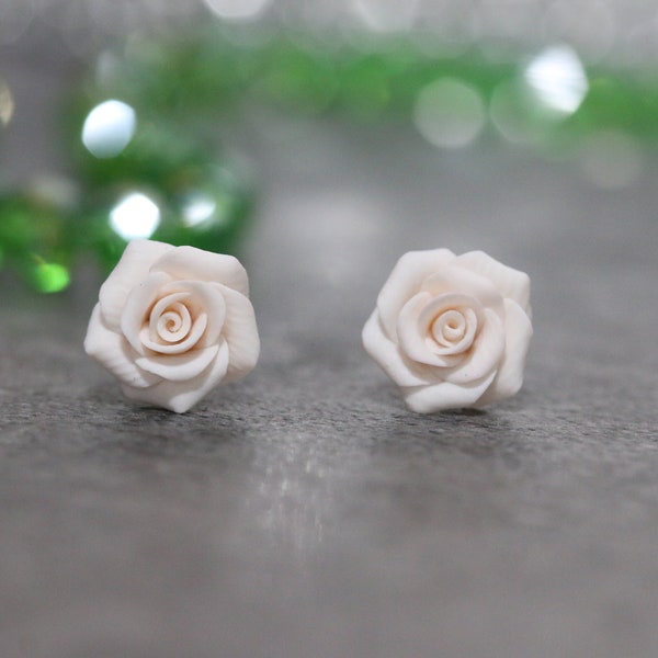 Weiße Rosen Ohrstecker Großhandel kleine Ohrstecker Blumenschmuck Hochzeit Braut Geburtstag Geschenke Mutter