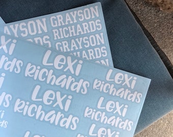 Personalized Name Decals: Kids Lunchbox Labels, Water Bottle Stickers