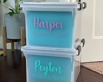 Personalized School File Tote Decal: Custom Name Vinyl Labels