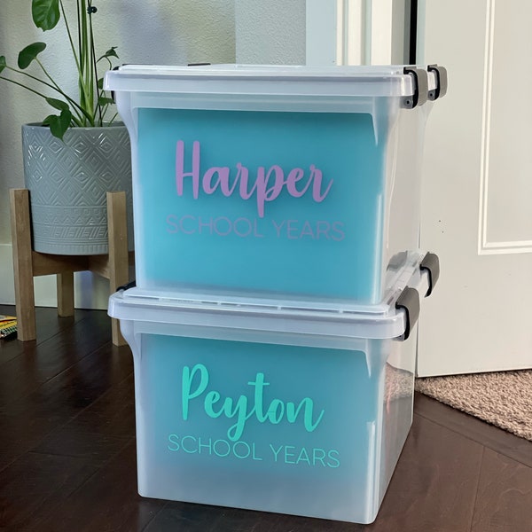 Personalized School Organization File Tote Labels - New & Updated Fonts - Custom Name Labels - Personalized Name Decals