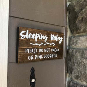 Sleeping Baby Wood Sign - Please Do Not Knock or Ring Doorbell - No Soliciting Sign - Porch Decor - Baby Shower Gift
