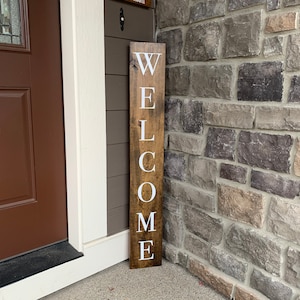 Welcome Porch Leaner - 4 Foot Tall Wood Sign - Porch Decor