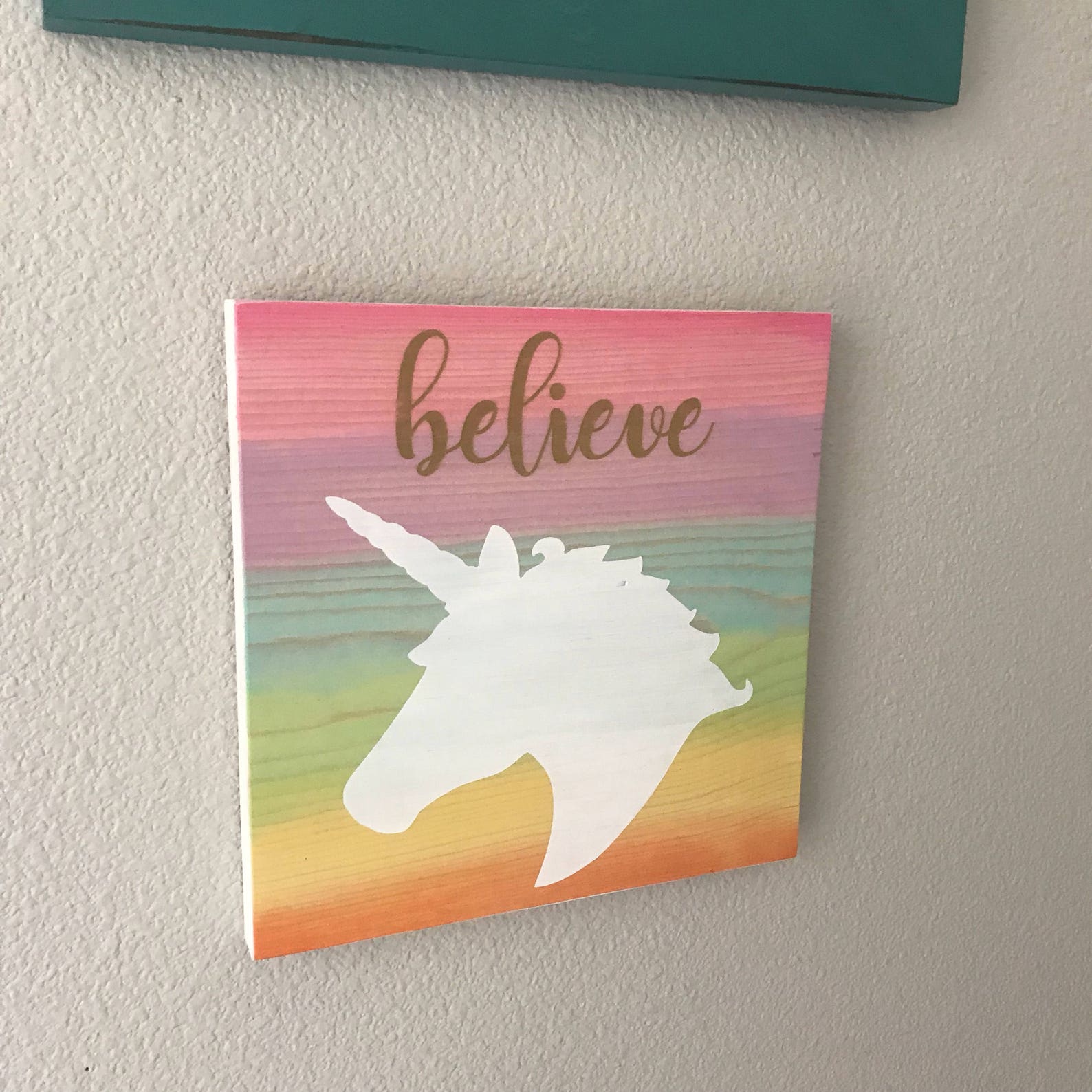 Rainbow Unicorn Wood Sign Wall Art Wall Decoration Girls Etsy