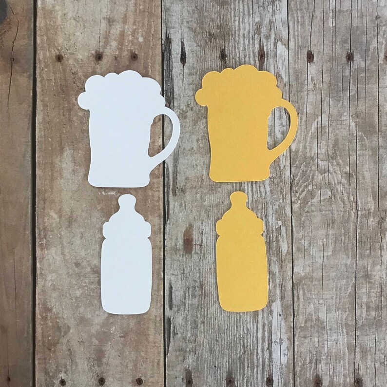 A Baby is Brewing ConfettiTable Decor Party Birthday Beer Mugs Baby Bottles Set of 100 Pieces in Yellow and White Shower