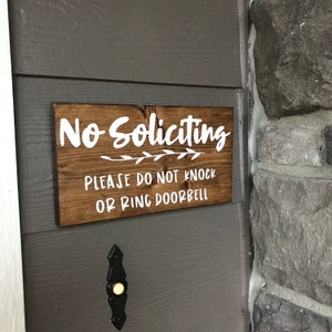 No Soliciting Wood Sign - Please Do Not Knock or Ring Doorbell