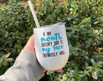 RBF Wine Tumbler: Funny Stainless Steel Wine Glass with Lid & Straw