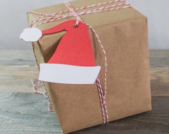 Santa Hat Handmade Gift & Favor Tags, Set of 10 - Christmas, Holidays