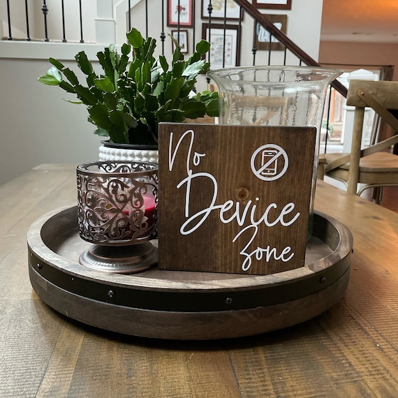 No Device Zone Table Sign: Handmade Pine Wood Decor - Etsy