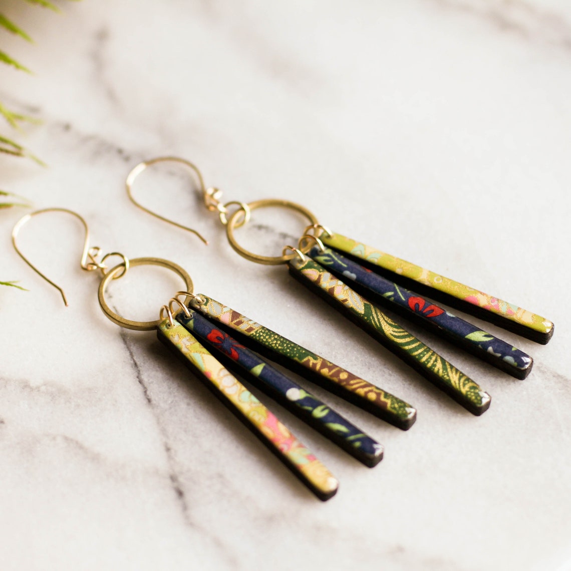 Japanese Paper Earrings Vintage Yuzen Paper Jewelry Boho Etsy