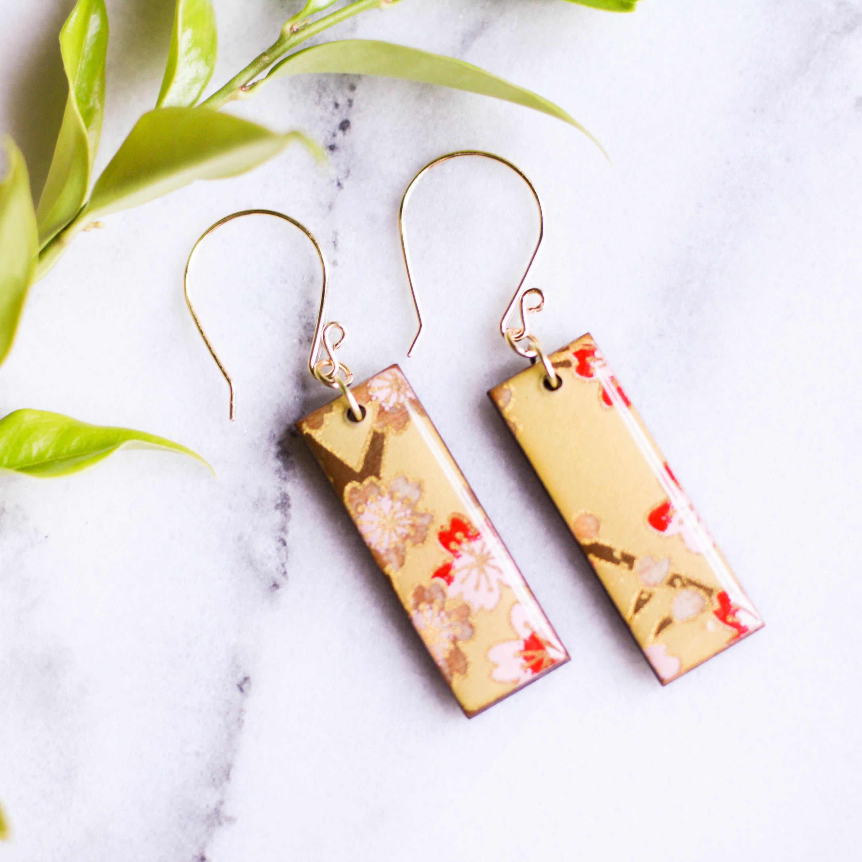 Chiyogami Earrings Boho Earrings Japanese Paper Earrings 