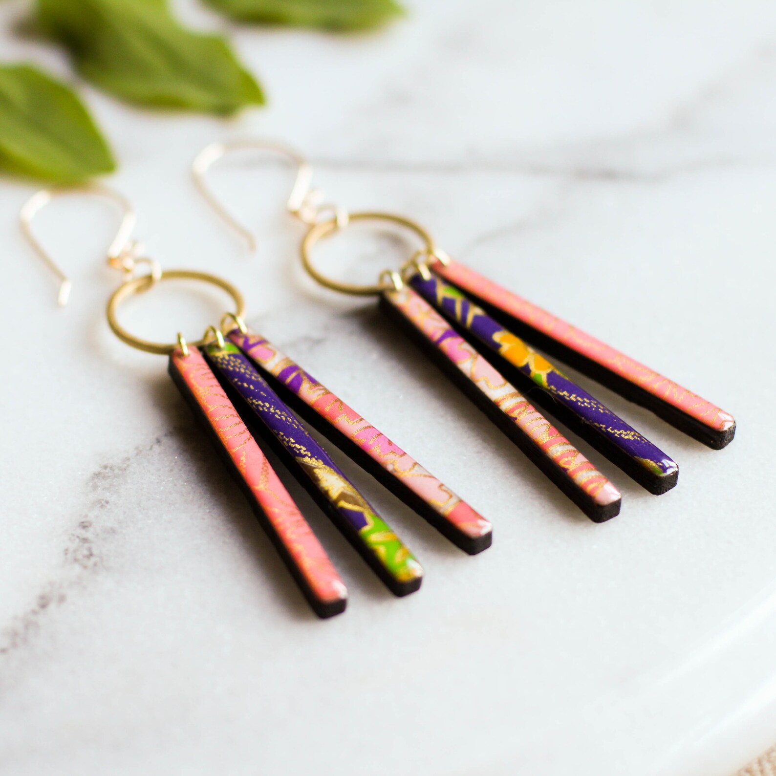 Japanese Paper Earrings Vintage Yuzen Paper Jewelry Boho Etsy