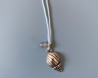 Silber Muschelkette: Verstellbarer Achatanhänger