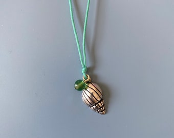 Silber Muschel Achat Halskette: Länge verstellbar, Geschenk verpackt