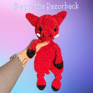 Crochet Razorback Red Hog Plushie Amigurumi Handmade Stuffed Lovey