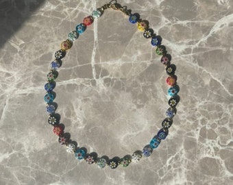 Glass bead colorful necklace