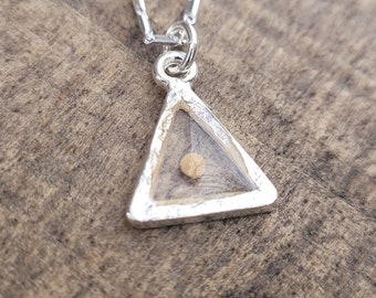 Faith Moves Mountains,  Triangle Mustard Seed Bracelet Charm Sterling Plated