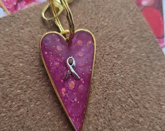 Breast Cancer Awareness Pink and Gold keychain