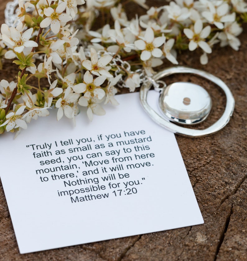 Circle of Faith Mustard Seed Necklace, Mustard Seed Charm Necklace 