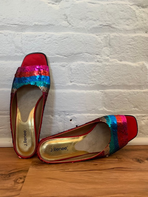 Rainbow Sequins Shoes Size 9