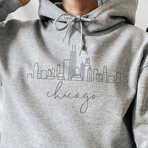 Chicago Hoodie Sweatshirt, Chicago Skyline, Chicago Illinois Sweatshirt