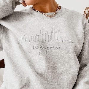 Singapore Skyline Sweatshirt, Singapore Art, Singapore Shirt, Gift, Souvenir, Soft Crewneck Sweater