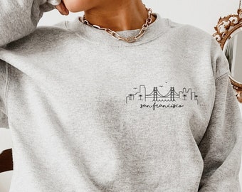 San Francisco Skyline Pocket Sweatshirt, California Sweatshirt, San Francisco Shirt, California Shirt, San Francisco Crewneck
