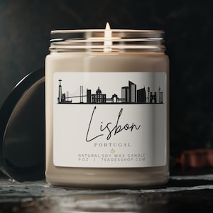 Lisbon Soy Candle, 9 oz Vegan Soy Wax Candle, Lisbon Souvenir, Portugal Gift, Cotton Wick, Lisbon Gift, Portugal Candle