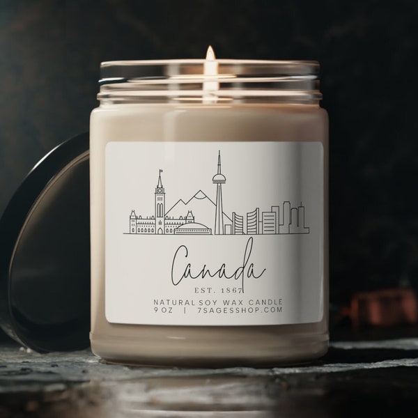 Canada Skyline Soy Candle, 9oz, Cotton Wick, Vegan Soy Wax Candle, Canada Souvenir, Canada Gift, Canada Housewarming Souvenir