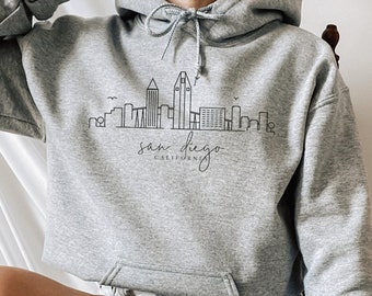 San Diego Skyline Hoodie, San Diego Sweatshirt, California Sweatshirt, San Diego Shirt, San Diego Souvenir Gift, Unisex Hoodie