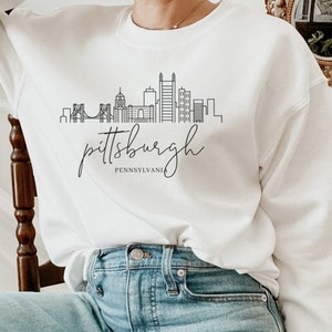 Pittsburgh Sweatshirt, Pennsylvania Sweatshirt, Pittsburgh Skyline Shirt, White Crewneck Soft Sweatshirt