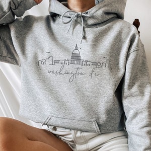 Washington DC Hoodie, Washington DC Sweatshirt, DC Shirt, Washington Skyline, Dc Gift, Souvenir, Unisexe Hoodie