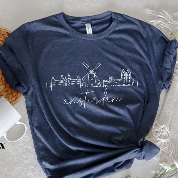 Amsterdam Shirt, Amsterdam Skyline, Netherlands Shirt, Cityscape, Skyline Art, Amsterdam Gift, Soft Crewneck Tee