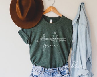 Florenz Tshirt, Italien Shirt, Florenz Italien Skyline Kunst, Italien Geschenke, Europa Souvenir, weiches Unisex T-Shirt
