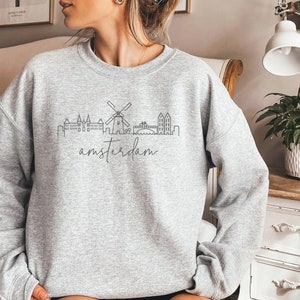 Amsterdam Sweatshirt, Amsterdam Shirt, Amsterdam Trip Souvenir, Netherlands Sweatshirt, Amsterdam Skyline