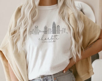 Charlotte Shirt, North Carolina T-Shirt, Charlotte Skyline, Charlotte Tee, Charlotte North Carolina Zacht T-Shirt